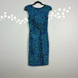 Lauren Ralph Lauren Twist Knot Jersey Sheath Dress Leopard Print Size 2